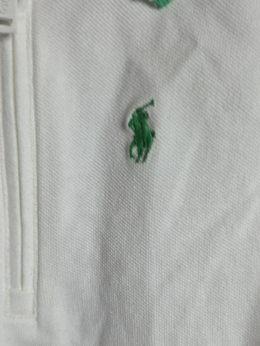 Ralph Lauren White Sleeveless Polo‎ Tank with Green Trim